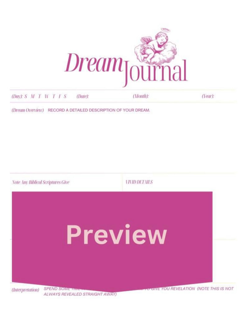 Biblical Dream Journal (printable) - Crowns 4 Glory