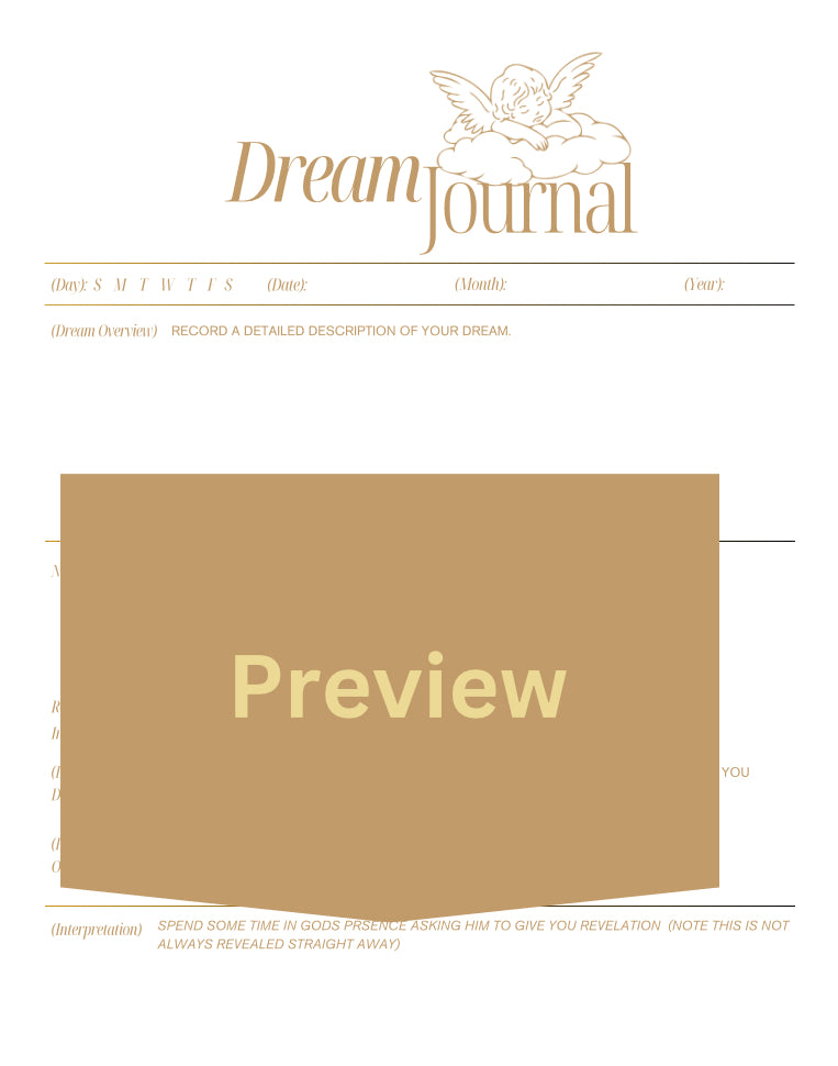 Biblical Dream Journal (printable) Mens - Crowns 4 Glory